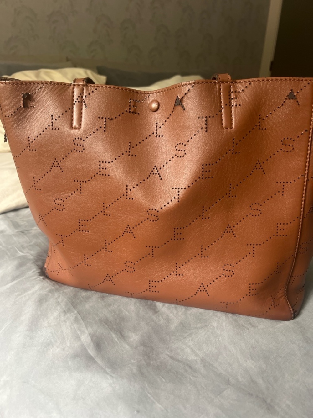 Stella McCartney Brown Perforated Logo Tote + Dust Bag